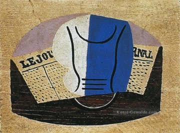  23 Galerie - Stillleben au Journal Verre et Journal 1923 kubistisch